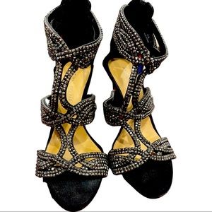 Antonio Milani 4” Pumps - Black and Rhinestone Size 8.5 Zipper Back Closure